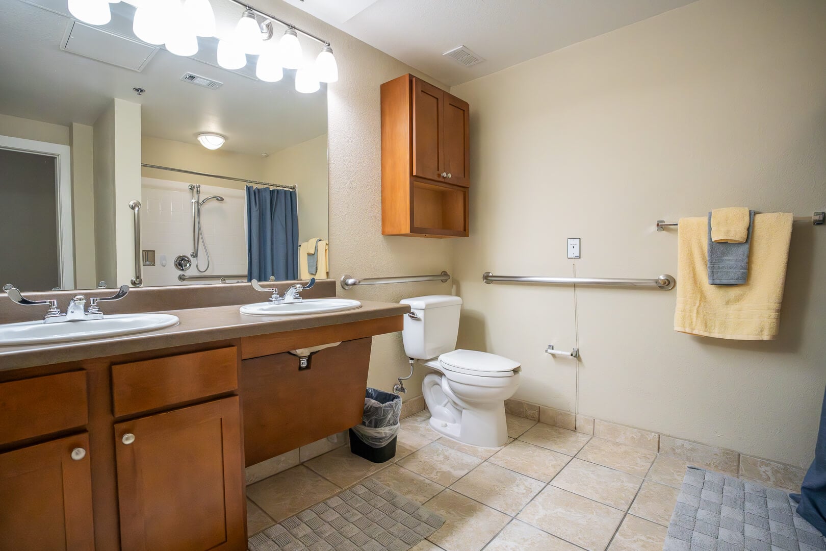 Accessible Bathroom With Safety Grab Bars at Assisted Living Community