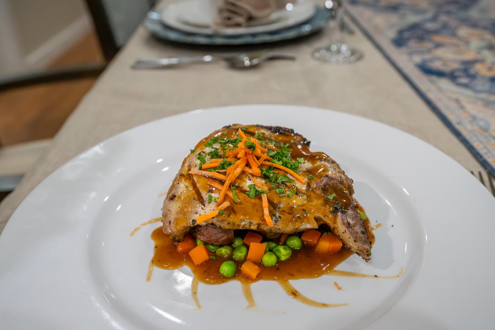 Gourmet Plated Meal With Fresh Vegetables Served in Assisted Living for Seniors