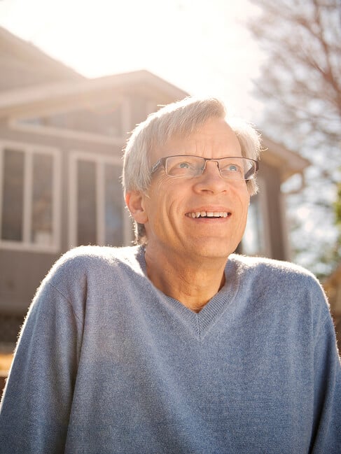 Elderly Man Smiling at Nursing Home in Colleyville
